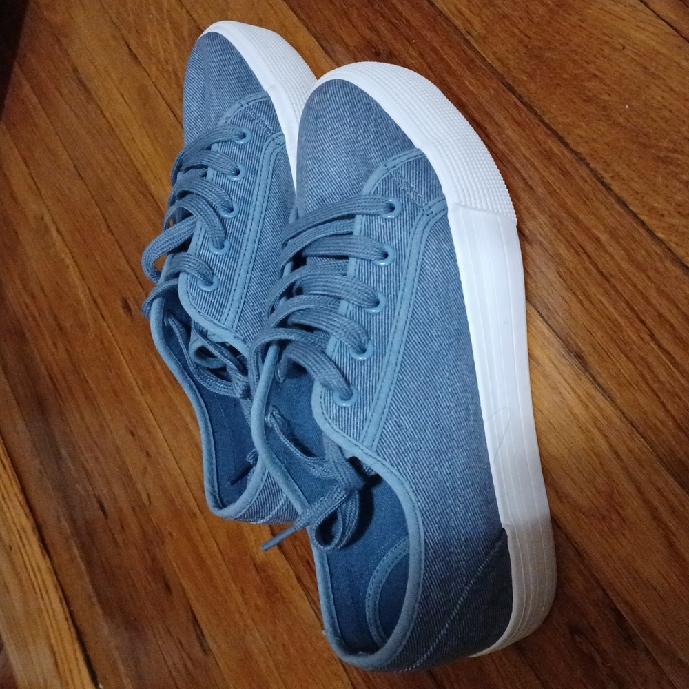 First Timer Sneakers blue jean color, size 9.5 NWOT